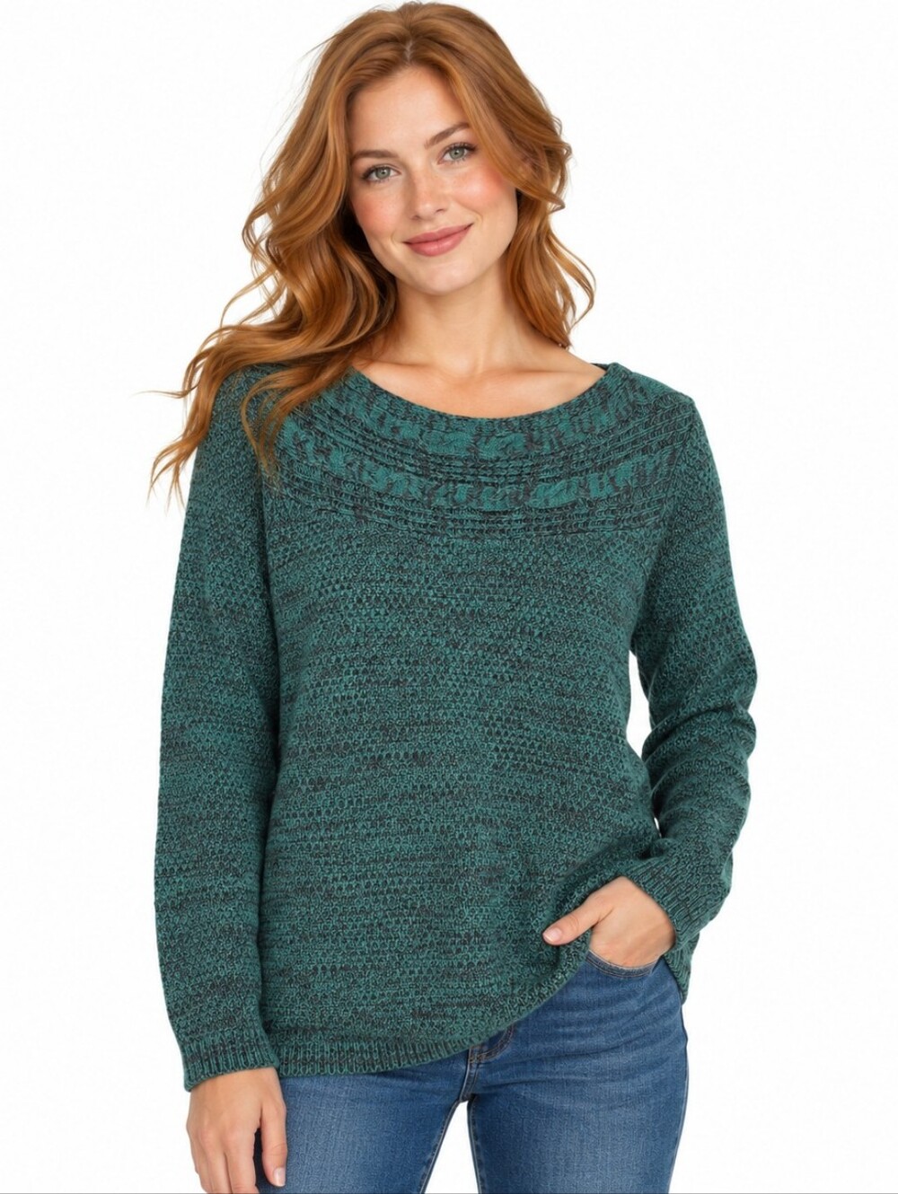 Croft & Barrow Sweater Size S Teal Cable Knit Scoop Neck Pullover